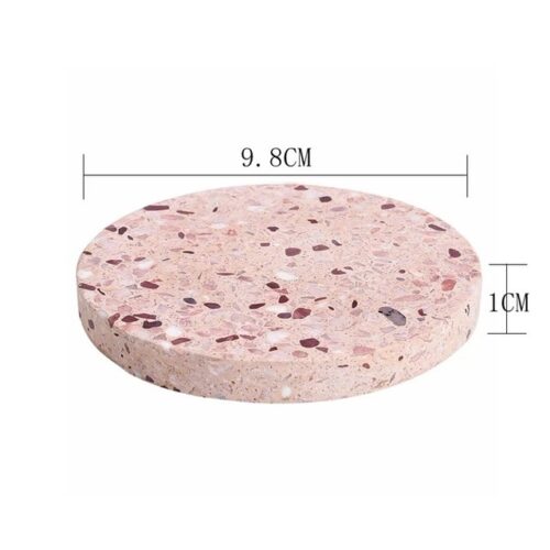 Pink Terrazzo Cup Coaster- صحن أكواب مصنوع من حجر التيرازو - Image 3